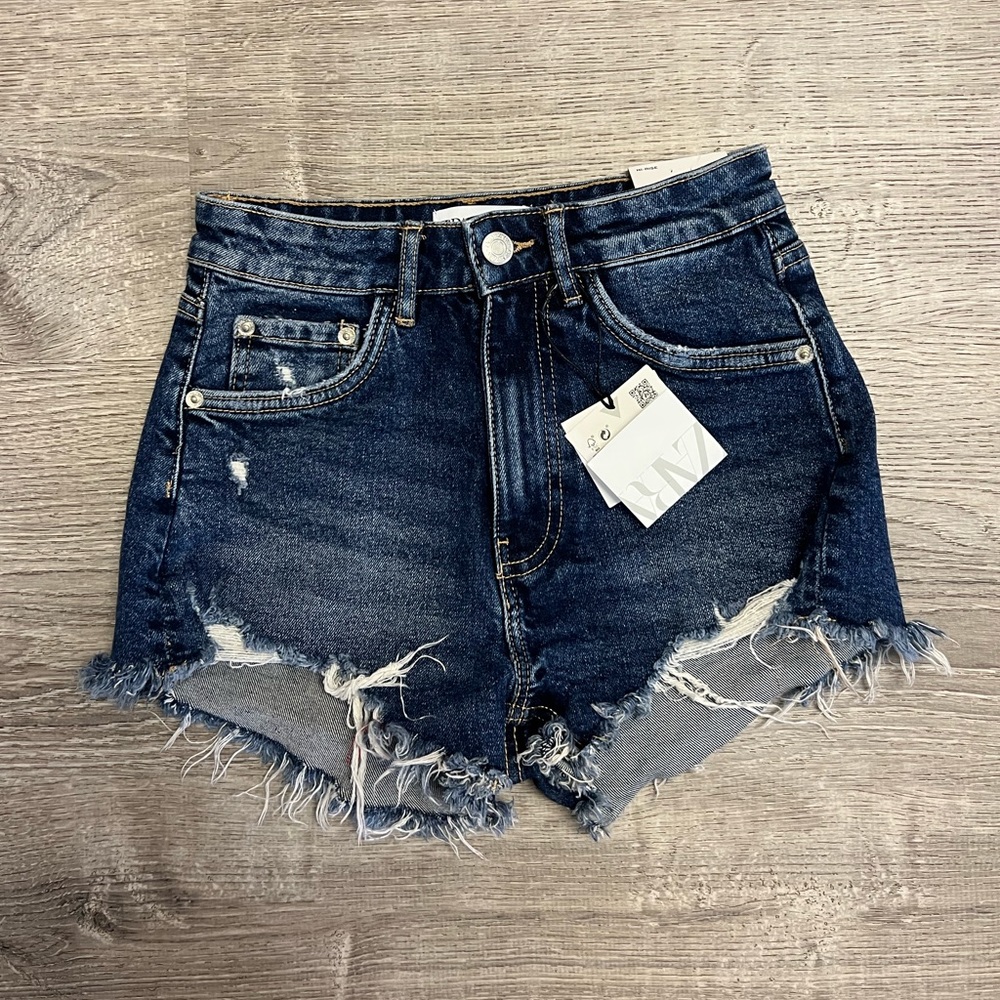 zara high rise shorts